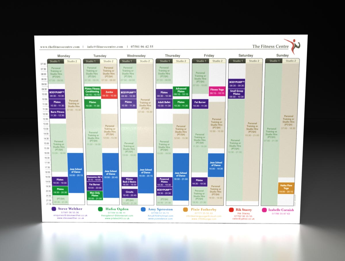 Graphic Design - Health Centre Timetable